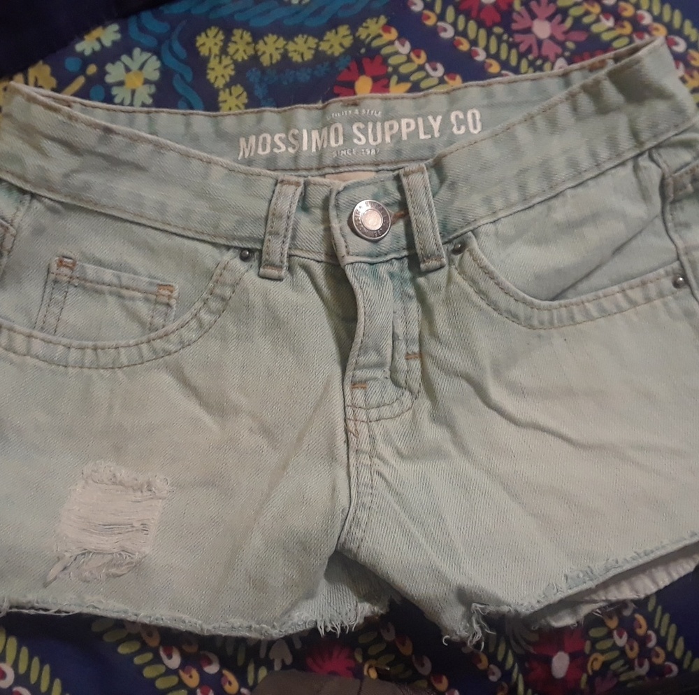 Mossimo Supply light faded Teal distressed shorts